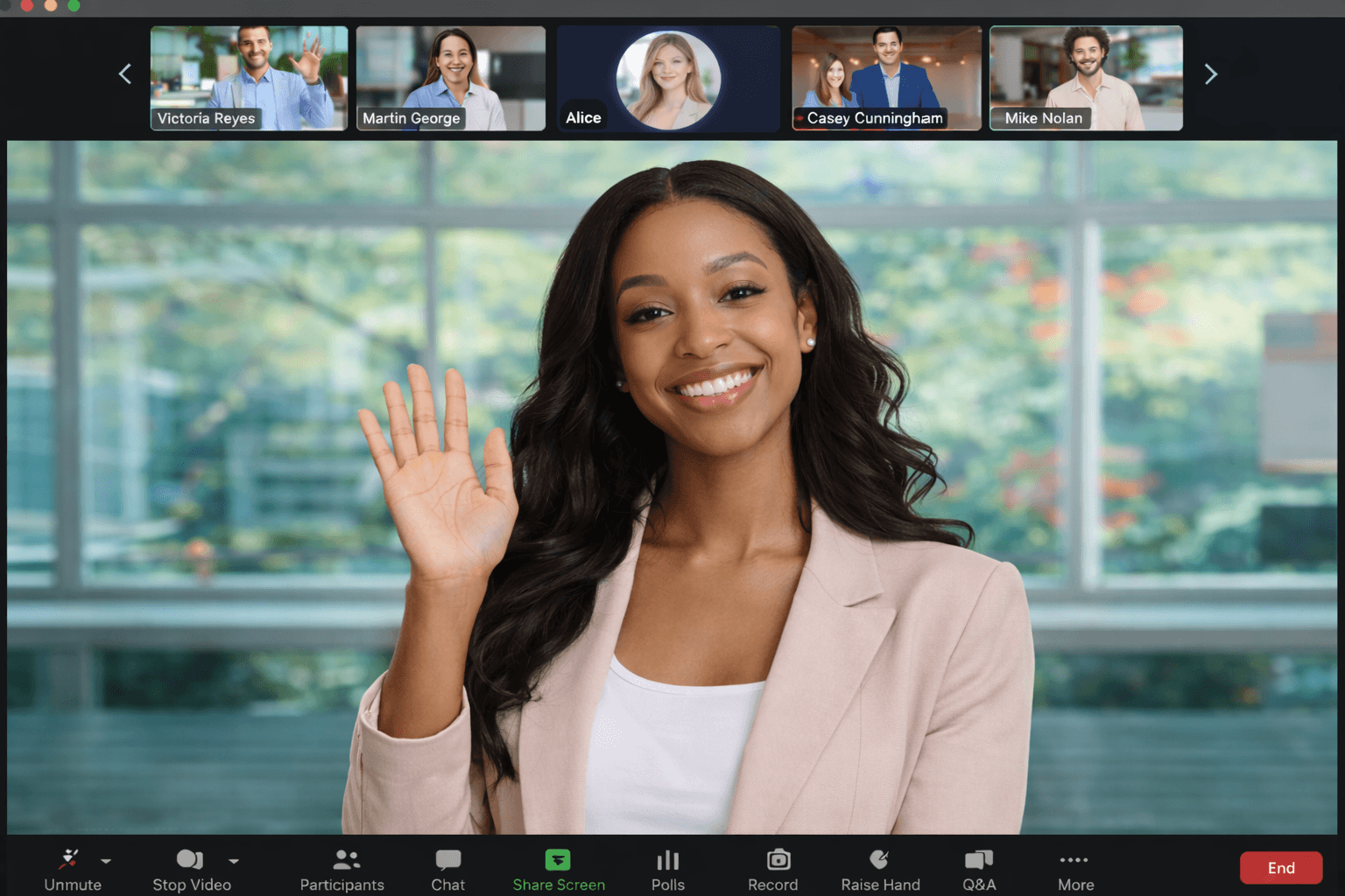 Digital worker invited into a video call with team participants.